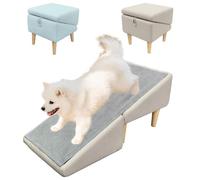 Dog Ramp Steps for Couch, All-in-one Split Ottoman Dog Ramp for Bed, Couch Height, Solid Wood, Gentle 23 Incline, Pet Ramp for Large and Small Dogs,Khaki