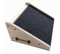 Dog Ramp with Non-Slip Carpet, Khaki, Regular Style 30 25 15cm | Smooth Sanded Wood Finish, Gentle Slope, Cat Steps with Side Cutouts, for Sofa, Small Dogs, Cats