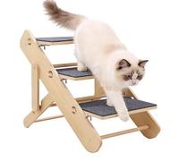 Dog Ramp - Wood 50 x 40 x 30 cm | Non Slip Foldable 3 Step Pet Stairs | Stable Climbing Ladder for High Beds Sofa Couch Chair Bedside Support for Small Medium Large Dogs Indoor Home Use