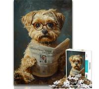 Dog Reading Newspaper 1000 Piece Jigsaw Puzzles for Teenagers Gifts,Help The Brain Exercise Addictive Toys to Cultivate Patience Suitable for Couples 75x50cm