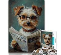 Dog Reading Newspaper Puzzles 1000 Pieces for Teenagers,Educational Games Home Decoration Deal As Gifts for The Whole Family 75x50cm