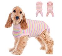 Dog Recovery Suit After Surgery - Female Body Vest, Baby Grow, Spay T-shirt (Pink Stripes, L)