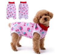 Dog Recovery Suit After Surgery - Soft Anti-Licking Pet Vest with Button Closure, Male/Female Post Surgery Body Suit for Abdominal Wound, Cone Alternative for Small to Medium Dogs (S, Red Cherry)