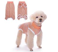 Dog Recovery Suit After Surgery - Soft Anti-Licking Pet Vest with Button Closure, Male/Female Post Surgery Body Suit for Abdominal Wound, Cone Alternative (S, Orange-Grey Stripe)