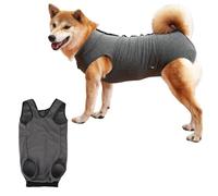 Dog Recovery Suit Female, Grey Surgical Recovery Suit Post Op with Button Design, Breathable Dog Vest Body Suits After Surgery, Anti-Lick Wound Protection for 4-9KG Pets