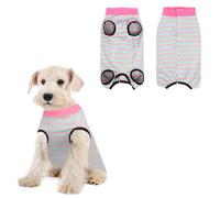 Dog Recovery Suit Striped Shirt, Soft Sleeveless Dog Bodysuit After Surgery Onesie, Prevent Licking, E-Collar Replacement, for Poodle Teddy Schnauzer Bichon (Pink & Blue, M)