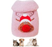 Dog Red-Nosed Reindeer Christmas Coat Soft & Comfy Ultimate All-Winter Fleece Pullover Peter Pan Collar Puppy Sweatshirt Jacket Holiday Clothes (Pink, X-Small)