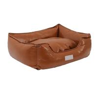 Dog Rest Sofa Bed, Faux Leather Washable Mat, 65x50x20cm, Pet Lounge Chair, Canine Sleeping Cushion, Removable Support Bolsters, for Living Room Relaxation, Bedroom Nap Time