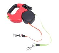 Dog Retractable Leash, Dual Handle Pet Traction Leash with LED Light for Medium Small Dogs, Provides Safety and Visibility in Low Light Conditions (Red)