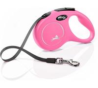 flexi Neon M | 5 m Retractable Tape Leash for Dogs up to 25 kg | Black/Neon pink | Retractable Dog Lead | Weight: 280 g | Dimensions: 11.6 x 18.8 cm