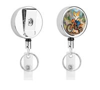 Dog Riding Motorcycles Retractable Work Badge Holder Keychain Badge Reel 24.4" Cord & 360° Swivel Alligator Clip Heavy Duty Id Name Tag Holder for Nurses Doctors Teachers Office Workers