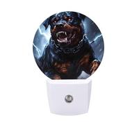 Dog Rottweiler with Thunder Funny Night Light Plug in Wall Auto Sensor LED Nightlight for Hallway Bedroom Kitchen Stair