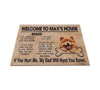 Dog Rules And Welcome To My House Chow Chow Dog 40X60Cm Welcome Mat Funny Indoor Outdoor Mats Absorbent Bathroom Rug Doormat For Entry Doorstep Office