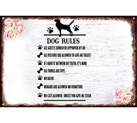 Dog Rules Dog Funny Pets Welcome Vintage Tin Metal Sign For Home House Restroom Bathroom Bedroom Garden Swimming Pool Wall Art Decor Plaque Gift To Friends Colleagues And Relatives 8x12 Inch.