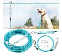 Dog Runner for Backyard Double Shock Absorption System for Large Dogs, Heavy Duty 8.2ft Cable with 10ft Leash for Dogs up to 250 lbs, for Outdoor Airplane Dogs