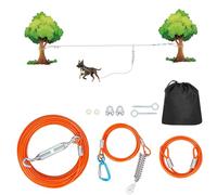 Dog Runner for Yard Large Dog Heavy Duty 50ft with Double Shock Absorbers Tangle-Free Aerial Trolley System for Large Dogs Up to 250lbs,Orange