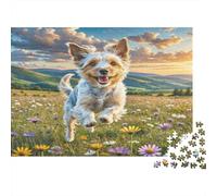 Dog Running Meadow 1000 Piece Jigsaw Puzzle Jigsaw Puzzle for Adults Fields View Relaxing 52x38cm/1000pcs