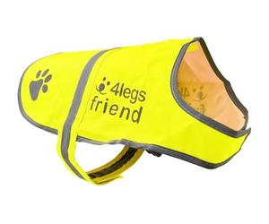 Dog Safety Yellow Reflective Vest With Leash Hole 5 Sizes - High Visibility for Outdoor Activity Day and Night, Keep Your Dog Visible, Safe From Cars & Hunting Accidents | By 4LegsFriend (Small)