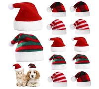 Dog Santa Hat 12PCS Soft Plush Gnome Hats for Crafts Adjustable Cute Dog Christmas Hat Mixed Pattern Mini Santa Hats for Puppy Kitten Small Cats Dogs, Home Décor