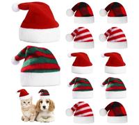 Dog Santa Hat 12PCS Soft Plush Gnome Hats for Crafts Adjustable Cute Dog Christmas Hat Mixed Pattern Mini Santa Hats for Puppy Kitten Small Cats DogsHoliday Decor