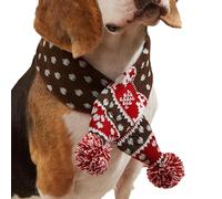 Dog Scarf, Dog Christmas Knitted Scarf, Puppy Reindeer Neck Warmer with Pom Ball, Beautiful Winter Dog Scarf Decoration for Puppies, Small and Medium Cats and Dogs