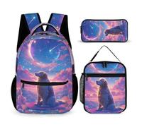 Dog School Backpack 3 Piece Set for Boys Age 6, Animal Puppy Book Pack School Supplies Bundle Year 5-7 for Young Learners Outdoor Learning Family Trips and Weekend Adventures