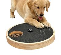 Dog Scratching Mat - Solid Wood Rotary Interactive Treat Dispenser Manual Polishing & Cutting Stationary Toy | Puppy Grooming Reward Station