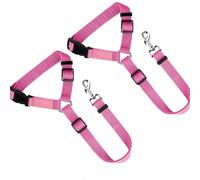 Dog Seat Belt for Car, 2 Pack Adjustable Pet Seatbelts for Vehicle Headrests, Heavy Duty and Durable Nylon Car Seatbelt Leash for Dogs Cats (Pink)