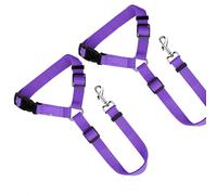 Dog Seat Belt for Car, 2 Pack Adjustable Pet Seatbelts for Vehicle Headrests, Heavy Duty and Durable Nylon Car Seatbelt Leash for Dogs Cats (Purple)