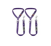 Dog Seat Belt Harness for Car - 2-in-1 Leash and Restraint Secures to Headrest. Adjustable Bungee, Strong, Durable, 360 Degree Swivel Attach Won't Twist, Reflective, Easy to Use (Purple, 2PACK)