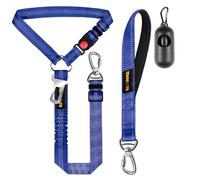 Dog Seat Belt Harness for Car, Dog Car Leash with Car Headrest & Buckle, Reflective Short Dog Leash, Pet 15 Inch Heavy Duty Leash for Dogs with Padded Handle & Locking Carabiner Clip, Ryoal Blue