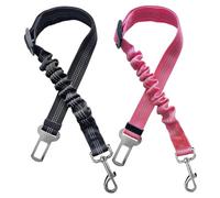 Dog Seat Belts for Cars, Adjustable Elastic Bungee Pet Seat Belt | 2 Pack Strong Durable Dog Car Harness 360 Degree Swivel Attach Won't Twist, Reflective