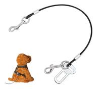 Dog seat belts for cars. Dog Car Harness Seatbelt Made of Coated Wire Rope Safety Restraint No-Chew Tether Cable. Vehicle Harnesses with Double Clips and Latch Attachment - 80mm/1.57inch