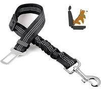 Dog Seat Belts for Cars - Dog Seat Belt Adjustable Elastic Bungee - Strong Durable Dog Car Harness - Car Dog Seat Belt 360 Degree Swivel Attach Won't Twist, Reflective, Easy to Use (BLACK)