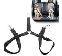 Dog Seat Belts for Cars UK,360° Tangle-Free Double Dog Lead,Adjustable Car Harness for Walking 2 Dogs,Pet Safety Travel Accessories (Black)
