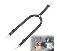 Dog Seat Belts For Cars Uk 70cm Adjustable Elastic Dog Seat Belt, Strong Durable Double Dogs Seat Belt, Car Dog Seat Belt 360 Degree Swivel Attach Won't Twist, Reflective, Easy to Use