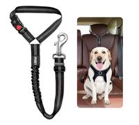Dog Seat Belts For Cars Uk Headrest Dog Car Seat Belt Adjustable Dog Car Harness Pet Dogs Safety Seatbelt Anti Shock Elastic Puppy Restraint Strong Leash Leads For Dogs Pets Safety (BLACK)