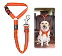 Dog Seat Belts For Cars Uk Headrest Dog Car Seat Belt Adjustable Dog Car Harness Pet Seatbelt Anti Shock Elastic Puppy Restraint Strong Leash Leads For Dogs Safety (ORANGE)