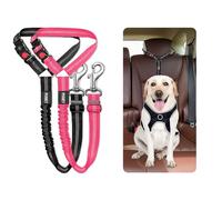 Dog Seat Belts For Cars Uk Headrest Dog Car Seat Belt Adjustable Dog Car Harness Pet Seatbelt Anti Shock Elastic Puppy Restraint Strong Leash Leads For Dogs Safety (BLACK & PINK (2-PACK))