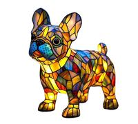 Dog Series Art Night Light, Colorful Resin Dog Tabletop Night Light, Cute Pet Dogs Themed Led Bedside Lamps with Warm Ambient Glow, Home Room Decor Gifts for Women (French Bulldog)