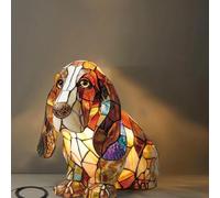 Dog Series Art Night Light, Corgi Lamp and Pug Lamp, DachshundLamp French BulldogLamp, Stained Resin French Bulldog Tabletop NightLight, Vintage AnimalNight Light Home Decor (C)