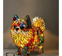 Dog Series Art Night Light, Corgi Lamp and Pug Lamp, DachshundLamp French BulldogLamp, Stained Resin French Bulldog Tabletop NightLight, Vintage AnimalNight Light Home Decor (A)