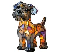 Dog Series Art Night Light Hand Painted Stained Resin Ornaments LED Lamp Dachshund Corgi Pug Lamps Homegoods for Kids' Room & Bedroom Decor,for Dogs Lovers(Schnauzer)
