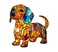 Dog Series Art Night Light, Stained Resin Animal Lamp, Vintage Tabletop Night Light, Led Bedside Lamps with Warm Ambient Glow, Home Room Decor for Dog Lovers (Dachshund)