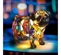 Dog Series Art Night Light, Stained ResinTabletop Night Light for Four Types of Dogs, Cute Pet Dogs Themed LED Table Night Lamps with Warm Ambient Glow, Fun Gift for Dog Lovers (D)