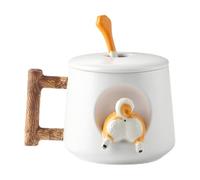Dog Shape Mug - 420ml Cartoon Ceramic Mug with Lid Spoon, Tea & Coffee Glasses Milk Cup, Home & Kitchen Coffee Cups, Animal Mug, Dog Mug giift for Women & Men, Creative Cute 3D Shiba Inu Cup, Tea Cup