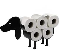 Dog Shaped Toilet Paper Roll Holder - Free Standing Metal Toilet Paper Stand, Holds 7 Rolls | Novelty Accessory | M&W