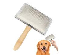 Dog Shedding Brush - Wood And Metal Undercoat Rake For Cats | Efficient Deshedder And Dematting Tool For Loose Hair Removal | Pet Grooming Brush - Short Medium Long Hair Daily Care