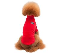 Dog Shirt Clothing Turtleneck pullover big eyes pattern Cat Puppy Soft Touching Cool Casual For Bichon Summer(Red,2XL)
