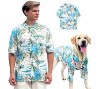 Dog Shirt Hawaii Breathable Cool Beach Style T-Shirt Dog Clothes for Medium to Large Dogs Owners and Pet Shirts Sold Separately,Large Blue